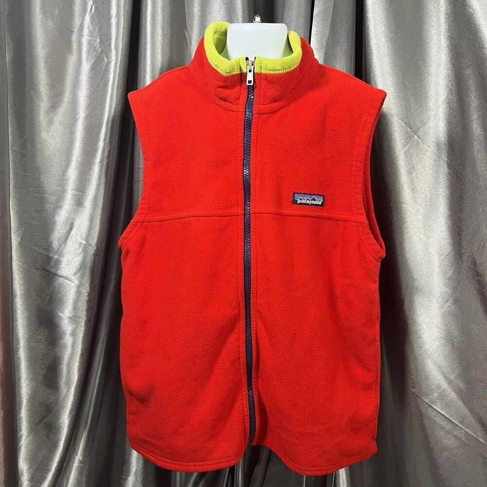 Vintage Patagonia Synchilla Fleece‎ Vest Kids Sz 10 Red Ski Winter Rare Logo 90s